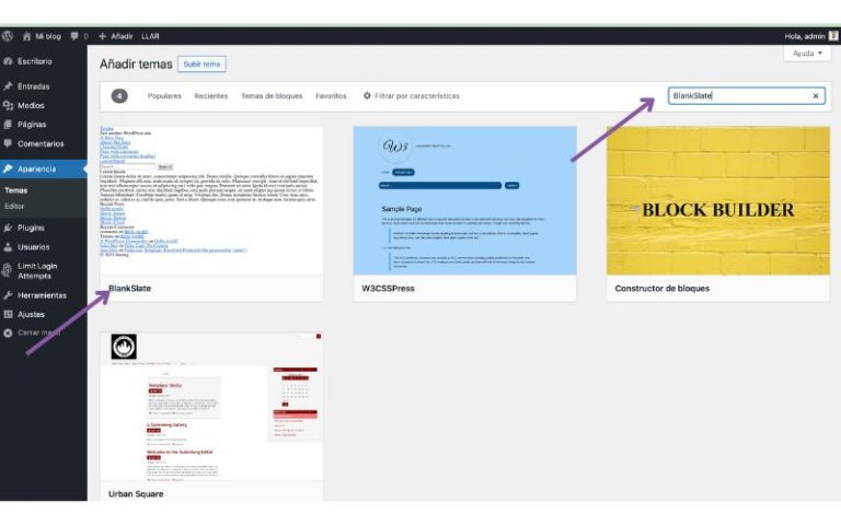 como instalar BlankSlate en WordPress