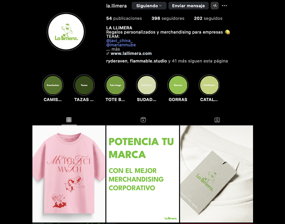 Detalle del proyecto Gestión de Intagram para La Llimera