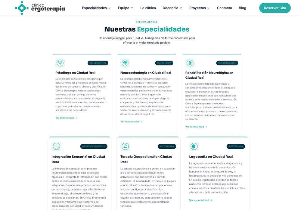 Detalle del proyecto Clínica Ergoterapia